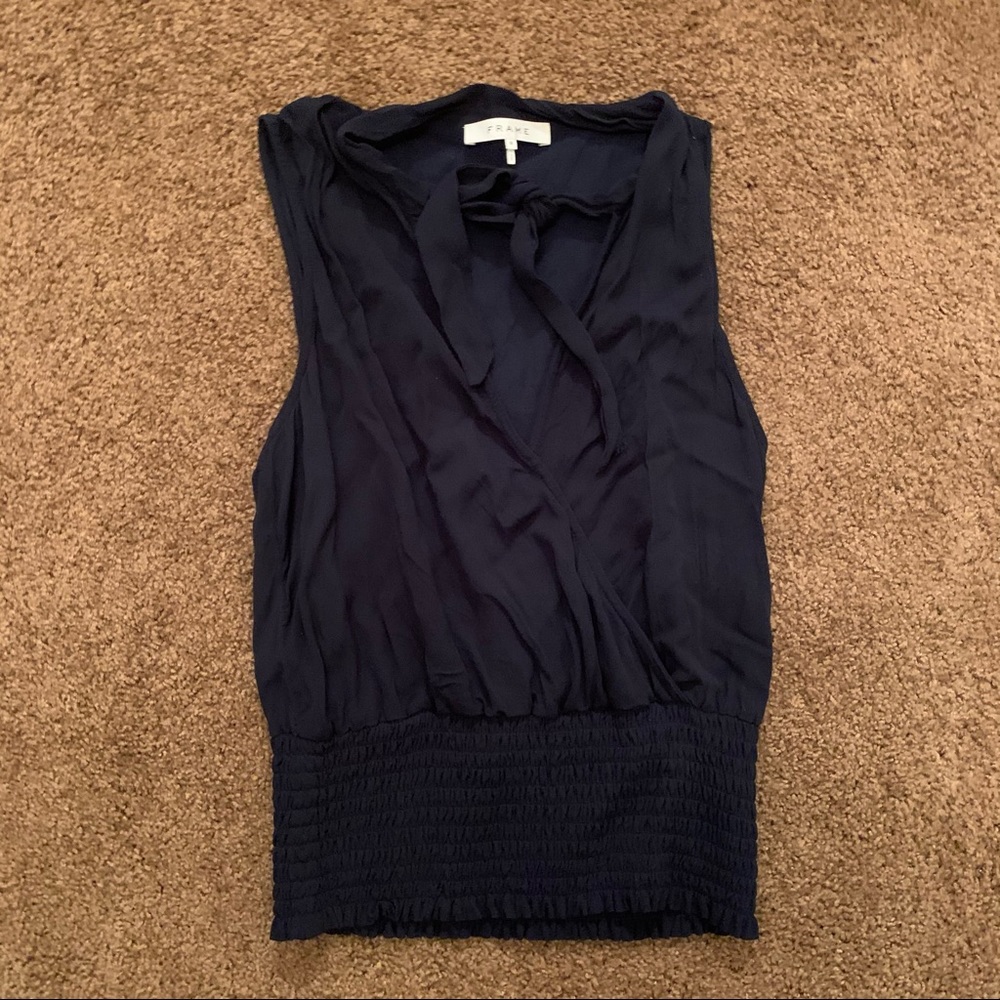 FRAME Tie Neck Smock Hem Top - Picture 5 of 11